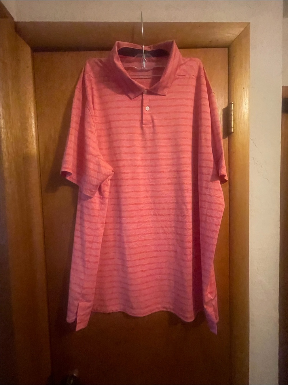 Nike Mens XL Golf Shirt Red Striped Dri Fit Polo 358325 Performance
